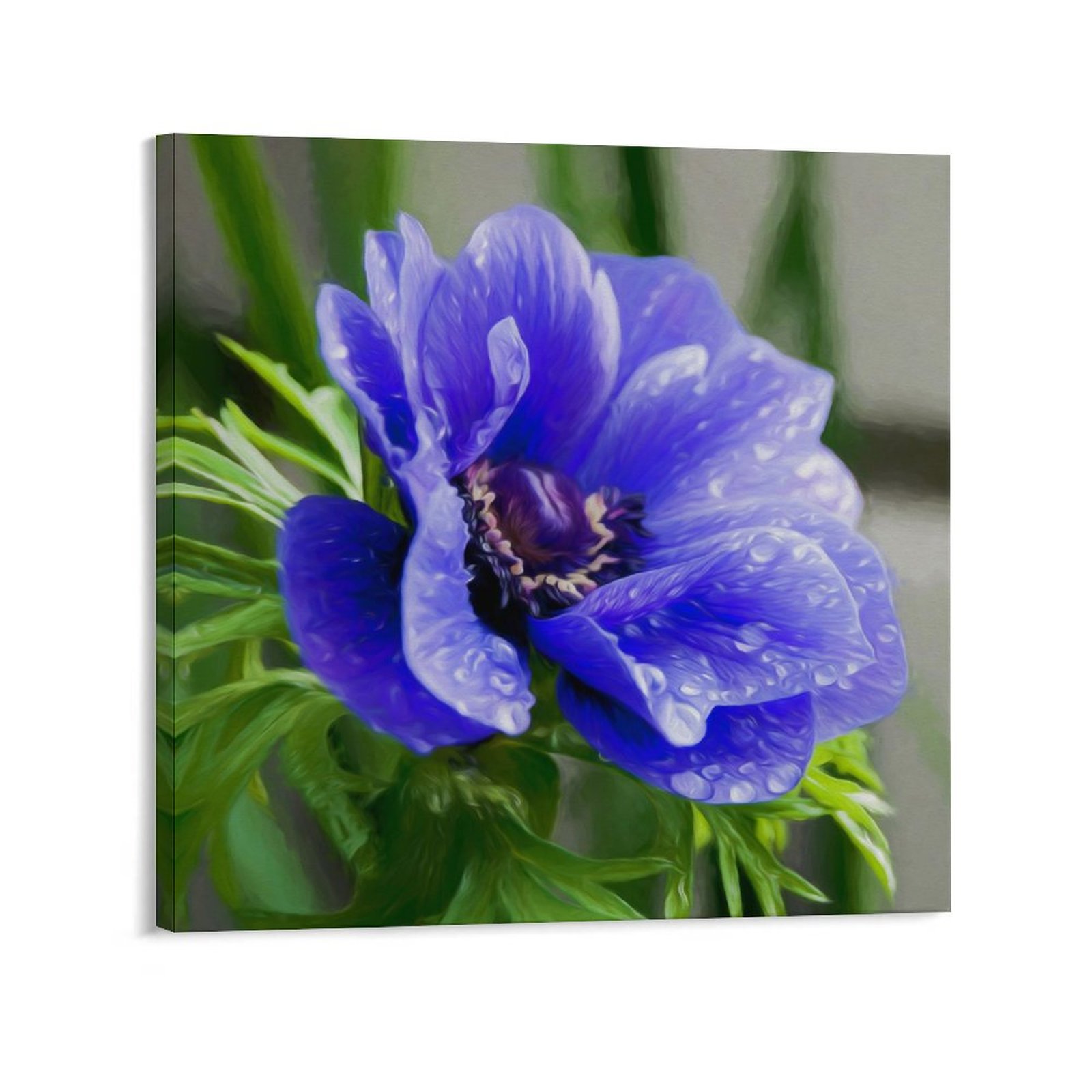 Purple Flower Canvas Wall Art with Framed, Wrapped Gallery Artwork Home
