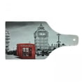 thumbnail image 1 of London Cutting Board, Famous Telephone Booth and the Big Ben in England Street View of Town Retro, Decorative Tempered Glass Cutting and Serving Board, Wine Bottle Shape, Red Grey, by Ambesonne, 1 of 1