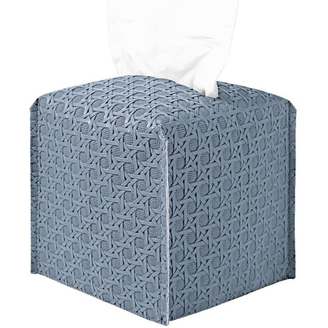 Xiao Hua Funda para caja de pañuelos, moderna y decorativa, de piel sintética, organizador de papel facial, dispensador para baño, tocador, mesitas de noche, escritorio y coche, gris (S)
