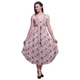 thumbnail image 1 of Bimba Robe Imprimée Florale Teinture sur Nœuds pour Femmes Bretelles Spaghetti Col en V Midi Tenue de Plage-TTTG, 1 of 1