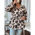 thumbnail image 6 of Mengpipi Women’s Plus Size Jackets Fall Spring Long Sleeve Hooded Drawstring Waist Zip Front Leopard Print Relaxed Fit Casual Lightweight Outerwear Coat 1X-5X, 6 of 7