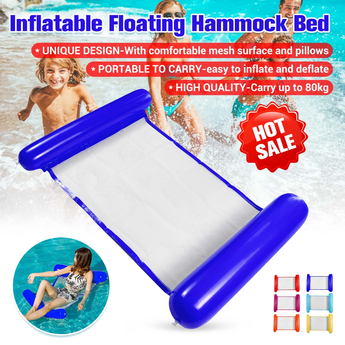 Inflatable Water Hammock, Water Floating Bed Adult Swimming Floating