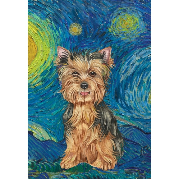 Yorkie Puppy Cut - Best of Breed Van Gogh Garden Flag