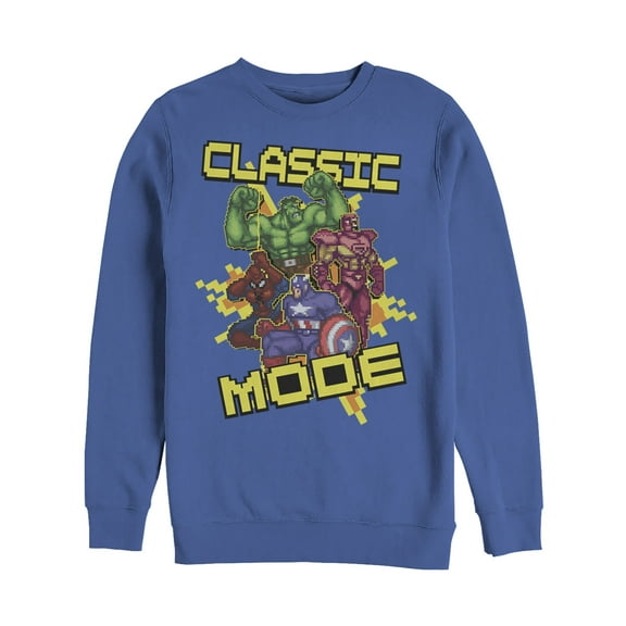 Men's Marvel Pixelated Classic Mode  Sweatshirt Royal Blue Large