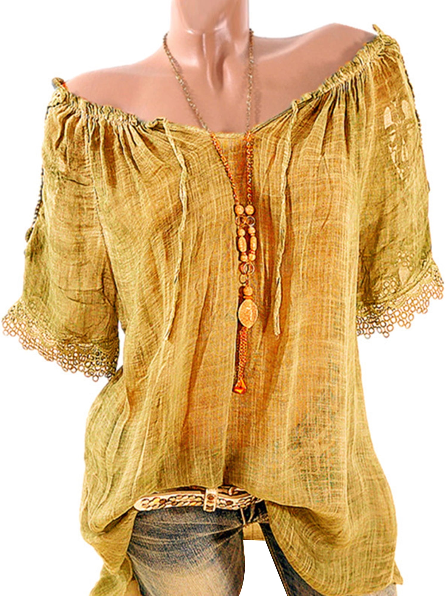 yellow off the shoulder top plus size