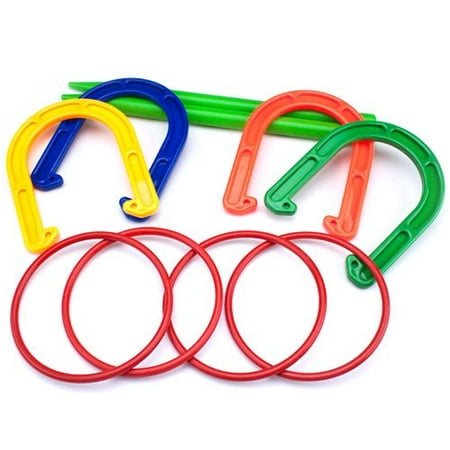K-Roo Sports 2-in-1 Horseshoes & Ring Toss Game Set, Indoor & Outdoor