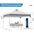 thumbnail image 3 of Quictent 10x10 Pop up Canopy Tent Easy One Person Set upPortable Instant Shelter with Vent, Ez up Canopy with Reflective Top and Fluorescent Rope for Camping Backyard Patio-Dark Grey&Grey, 3 of 7
