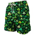 thumbnail image 2 of UVEASISHA St Patricks Day Hawaiian Shorts for Men Drawstring Elastic Waistband Swim Trunks Big and Tall Fashion Shamrock Printed Beach Shorts with Pockets Green 5XL, 2 of 6