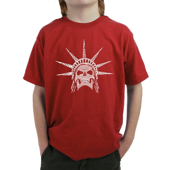 Boy's Word Art T-shirt - Freedom Skull