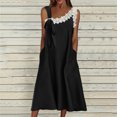 thumbnail image 2 of Vestido de Verano Casual sin Mangas Gradual de las Mujeres Vestido Largo con Cuello en V, Vestido de Vacaciones de Poliéster Suave, 2 of 9