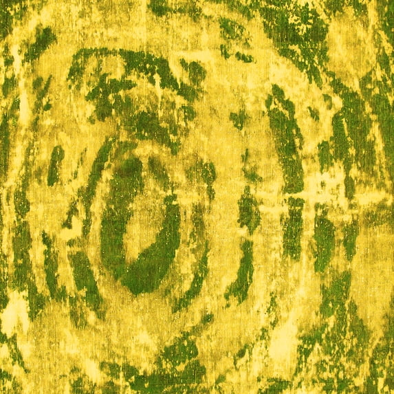 Ahgly Company Indoor Square Abstract Yellow Modern Area Rugs, 6' Square