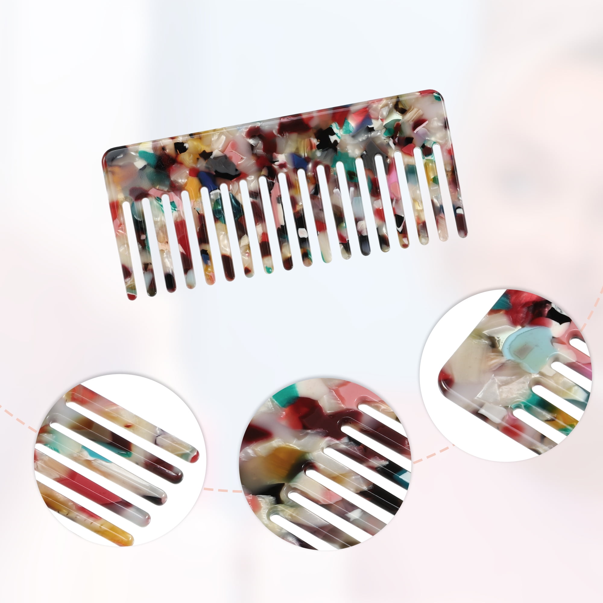Unique Bargains 1Pc Women Heat Resistant Wide Tooth Comb Assorted Color