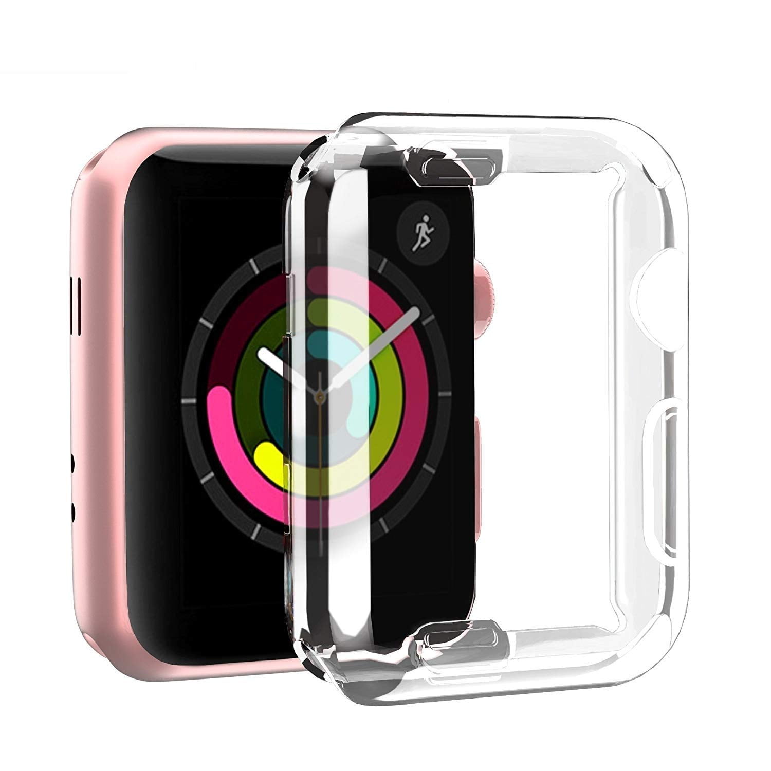 SPYCASE Clear Case for Apple Watch 38mm with Buit in TPU Screen Protector All-Around Protective Case High Defination Ultra-Thin Cover for Apple Watch 38mm Series 3 Series 2 Series 1 (2 Pack)