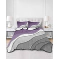 thumbnail image 2 of Quilts Full Size Bedding Set, Purple Grey Ombre Lightweight Quilted Comforter, Modern Geometric Abstract Aesthetics Cream Soft Bedspread Coverlet with Pillow Covers for All Season, 78" x 90", 2 of 7