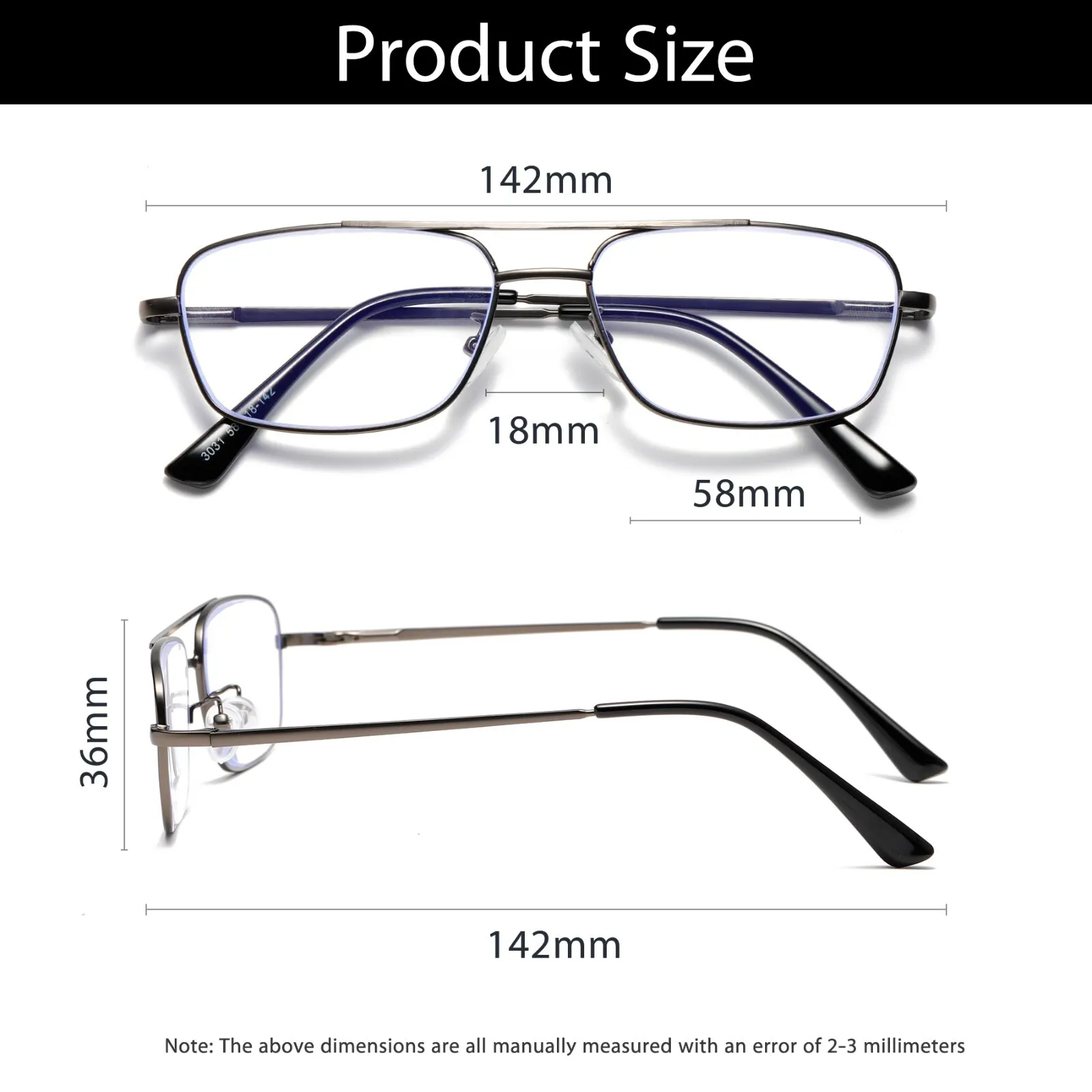 8 PK Mens Retro Aviator Reading Glasses Metal Frame Blue Light Blocking Readers
