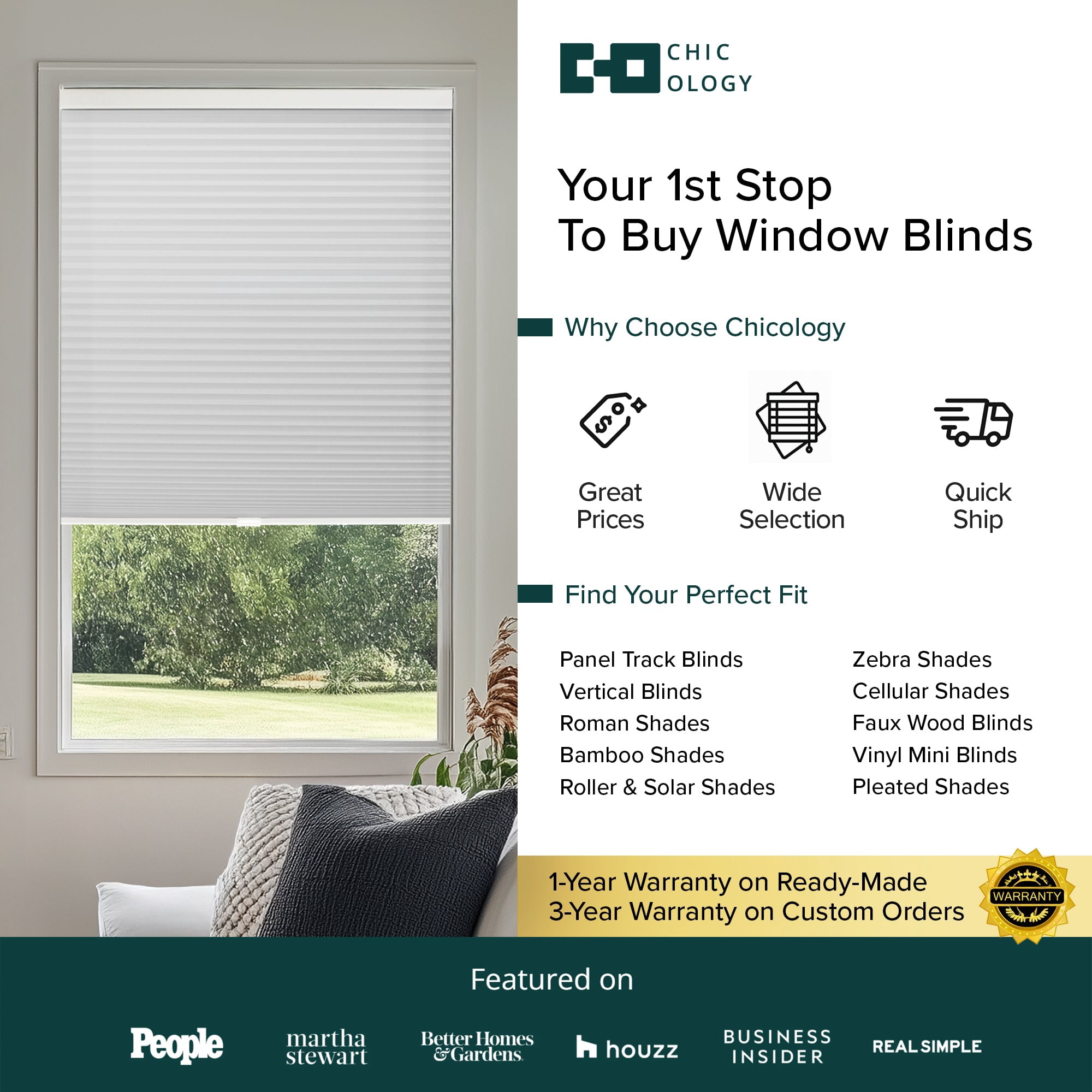 Chicology Blackout Cellular Shade, Evening Mist, 60.75"W X 48"H