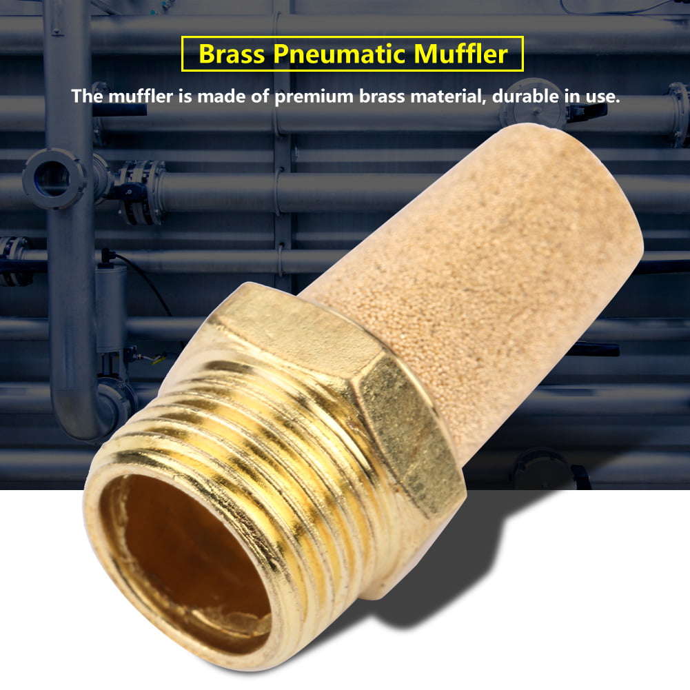 Pneumatic Muffler,Male Thread Brass Air Pneumatic Noise Reducer Filter Exhaust Silencer Connector G1/4, 4pcs 