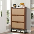thumbnail image 5 of YOCWO Shoe Storage Cabinet with Flip Drawers for Entryway, Shoe Rack Organizer with Open Shelf, Walnut, 5 of 10