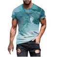 thumbnail image 2 of Qertyioot Hommes Imprimer Manches Courtes Col Rond T-shirt Casual Mode Manches Courtes Été Clair, 2 of 5