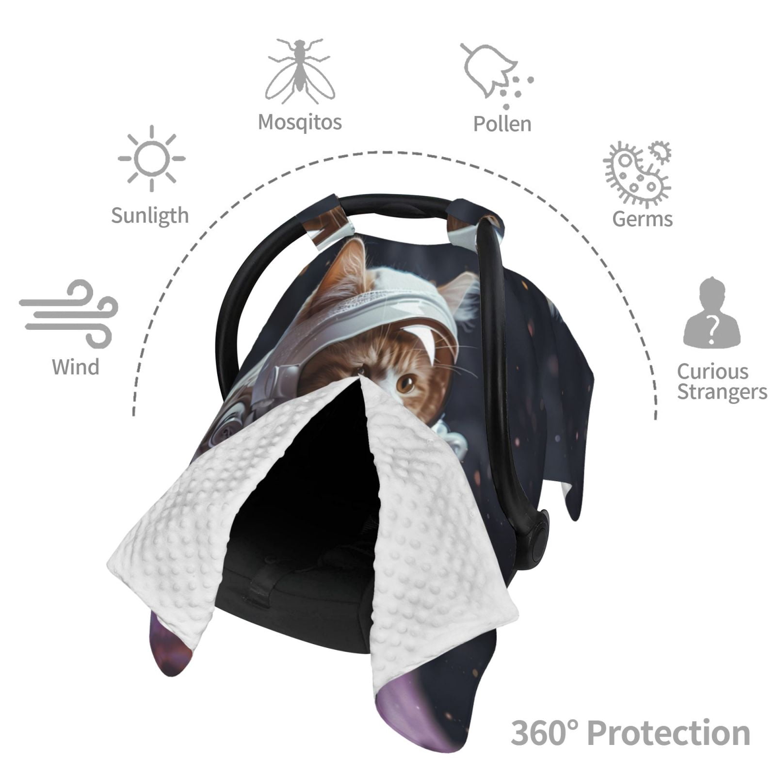 Car Seat Cover Baby - Cat Astronaut In Space Breathable Infant Car Seat Cover for Baby Carseat, Lightweight Comfort Baby Essentials Must Haves Newborn Stuff for Girl Boy