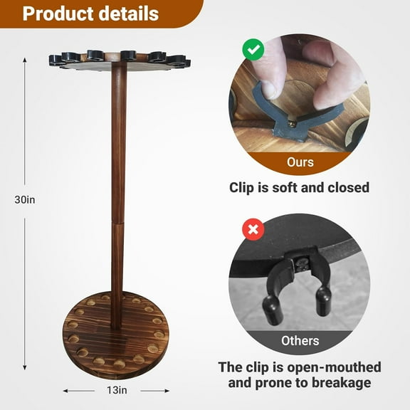 Wooden Fishing Rod Rack, Floor Stand Holds up to 15 Rods, Fishing Gear Storage Organizer for Garage