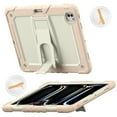 thumbnail image 2 of Case for iPad Pro 13 2024, Military Grade Protective Silicone PC Cover with Screen Protector & Adjustable Kickstand & Shoulder Strap & Pencil Holder & 3-layer Protection, Rosegold+Beige, 2 of 8