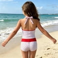 thumbnail image 5 of OOOUM Kids Girls Printed Tankini Swimwear 2 Piece Halter Tie Top & Drawstring Shorts Quick Dry Upf Protection Beach Bathing Suit White 15-16 Years, 5 of 5