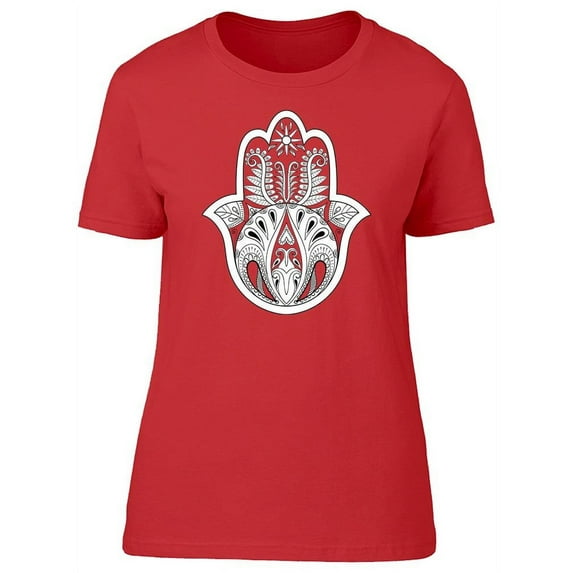 Hamsa Hand Drawn Symbol Prayer T-Shirt Women -Image by Shutterstock, Female XX-Large