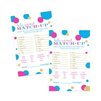 Gender Reveal Animal Match Game 25 Pack Baby Shower Guessing Activity Cards - Pink or Blue Boy Girl Theme - Printed Set 4X6 Size - Paper Clever Party