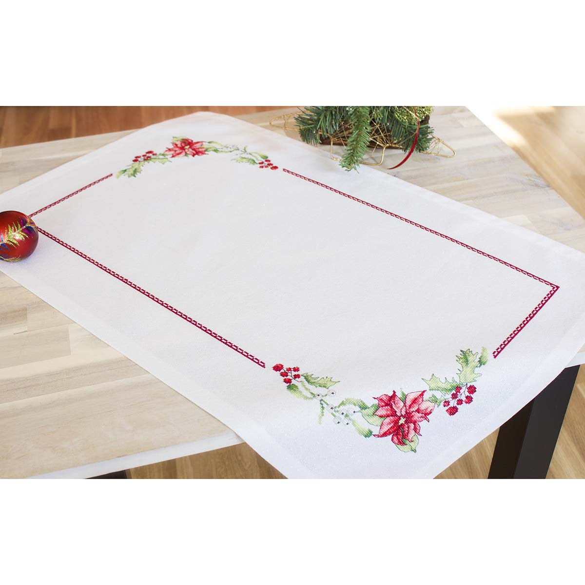 Luca-S Poinsettia Table Runner Counted Cross-Stitch Kit - Walmart.com
