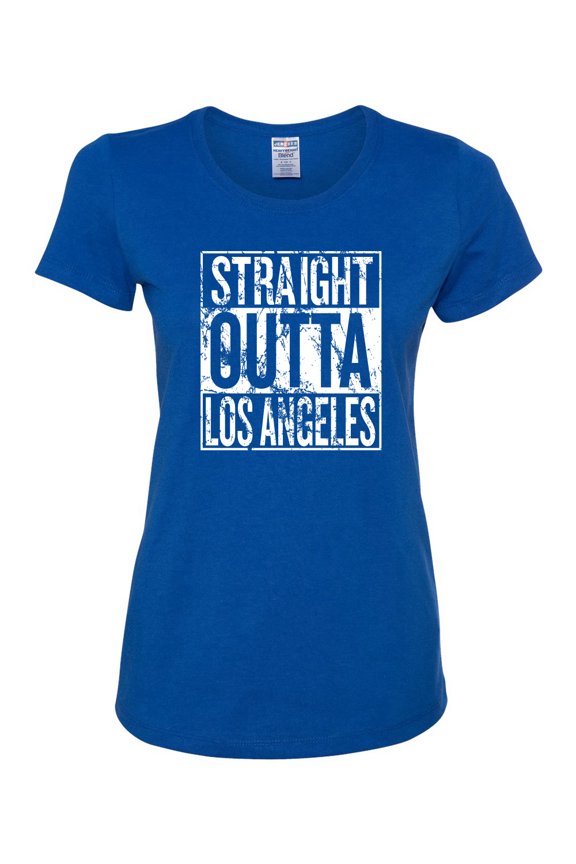 Straight Outta LA Los Angeles Fan | Fantasy Baseball Fans | Womens Sports Graphic T-Shirt, Royal, 2XL