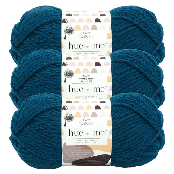 Lion Brand Yarn Hue Me Deep Sea Bulky Yarn Acrylic, Wool Yarn 3 Pack