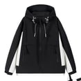 thumbnail image 4 of ECHFIPROM Hooded Rain Jacket for Men Black Camping Waterproof Hiking Zipper Heavyweight Winter Big and Talls Raincoat Outdoor,L, 4 of 9