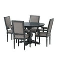 thumbnail image 2 of Noble House Bryan Fabric Upholstered Wood 5 Piece Circular Dining Set, Gray, 2 of 13
