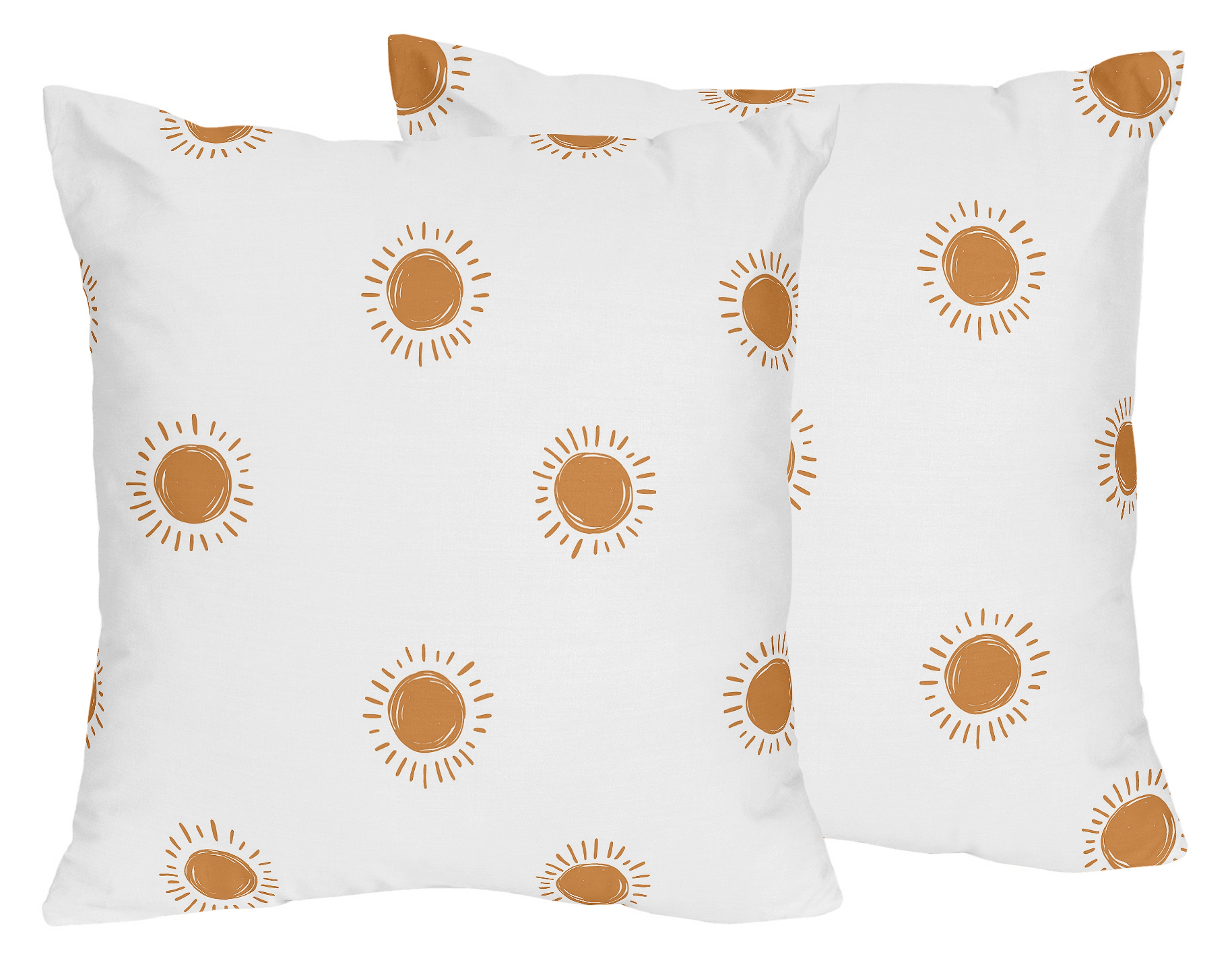 Boho Sun White and Pumpkin 18in Square Decorative Throw Pillows (Set of 2) by Sweet Jojo Designs - image 1 of 1