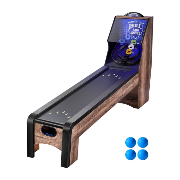 VEVOR 9' Roll and Score Classic Arcade Game Table,Indoor Game Set with LED Electronic Scorer,Sound,Automatic Ball Return for Adults Kids Home Recreation Game Room,4 Balls Included