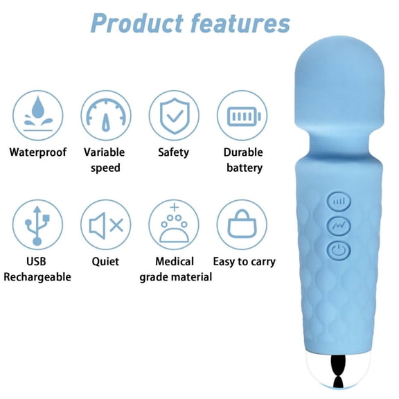 Personal Massager - Handheld and Powerful Wand - 8 Speeds 20 Patterns - Magic Recovery Effect for Women and Men, Body, Neck, Back & Shoulders R125