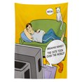 thumbnail image 3 of Ambesonne Vintage Tablecloth Rectangular Table Cover, Man TV Cat Comic Book, 52"x70", Multicolor, 3 of 4