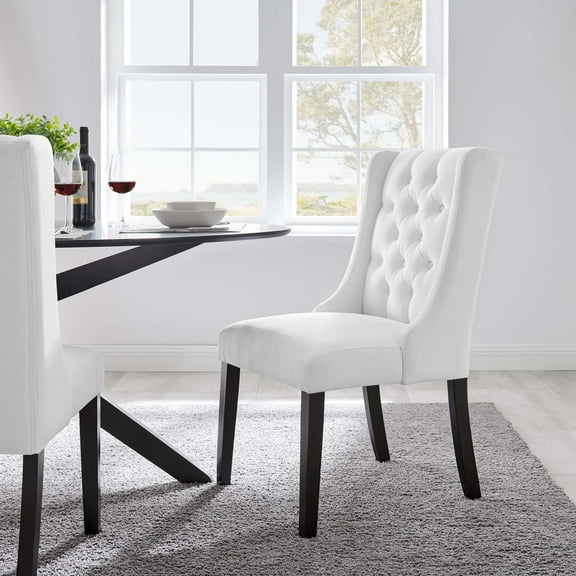 Modway Baronet Button Tufted Fabric Dining Chair in White