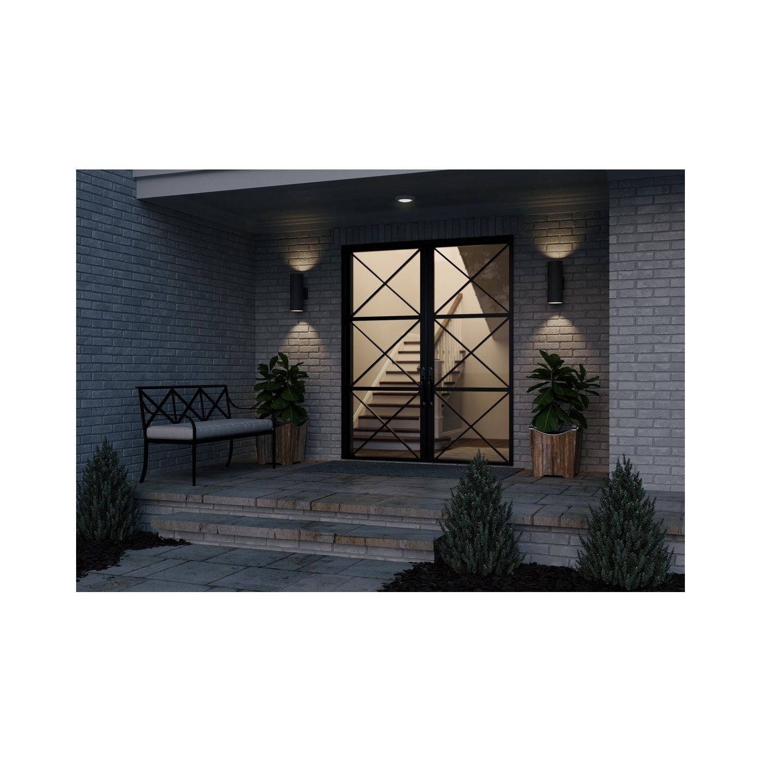 P5675-31/30K-Progress Lighting-Cylinder - Outdoor Light - 2 Light in Modern style - 5 Inches wide by 14 Inches high-Black Finish-LED Lamping Type