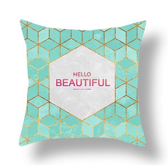 Light Green Geometric Cushion Cover Polyester Pillowcase Stripe Dot Grid Art Square Cushion Cover