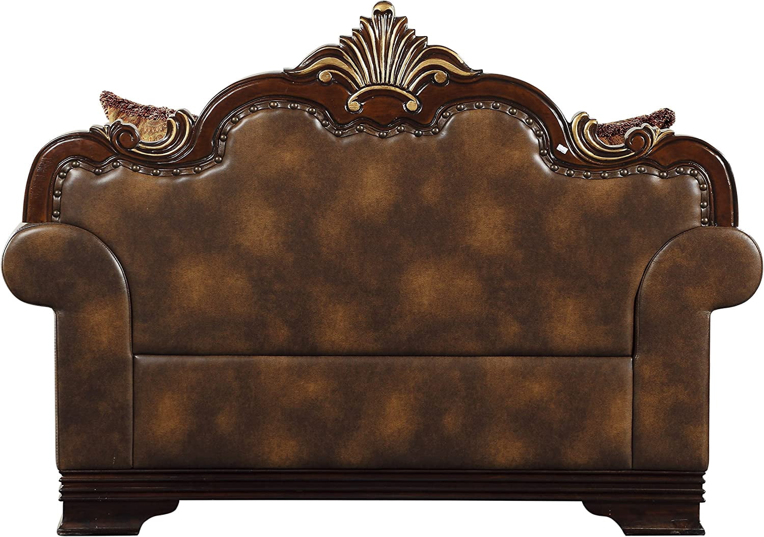 Homelegance Croydon Traditional Two-Tone Love Seat, 65"W, Brown PU Leather