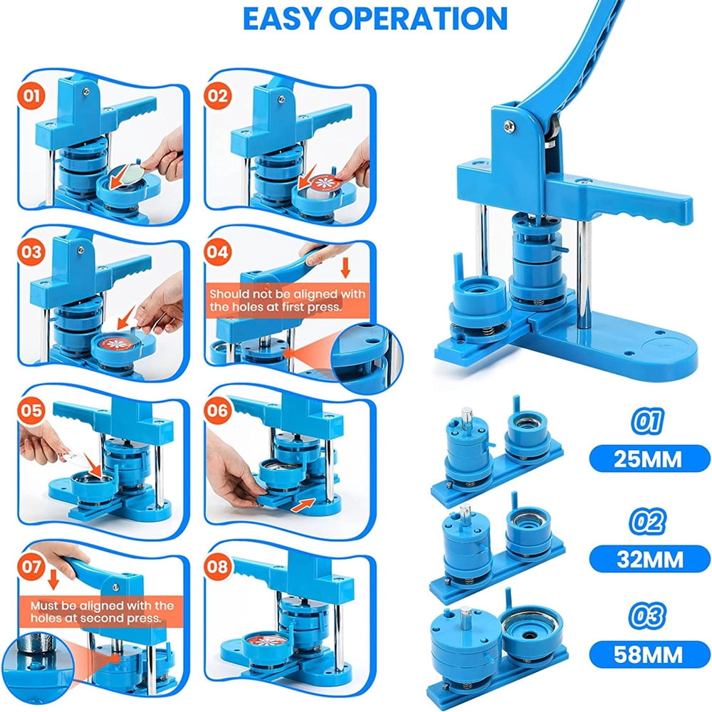 Badges Button Maker Machine 25+32+58MM Pin Badges Making Machine Sets ,Beginner-Friendly