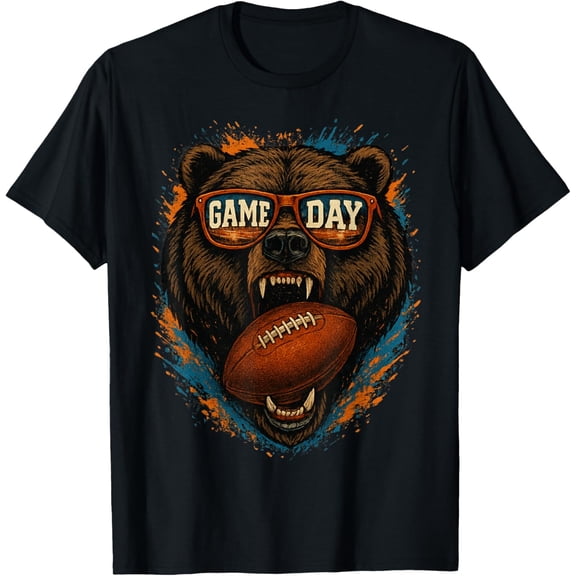 Funny Football Bear Game Day Shirt Retro Vintage Sport Gifts T-Shirt