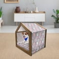 thumbnail image 3 of Pink and Grey Pet House, Blossom Bouquet Botanical Foliage Shabby Form Essence Chrysanthemum, Outdoor & Indoor Portable Dog Kennel with Pillow and Cover, 5 Sizes, Blush Lilac Grey, by Ambesonne, 3 of 5