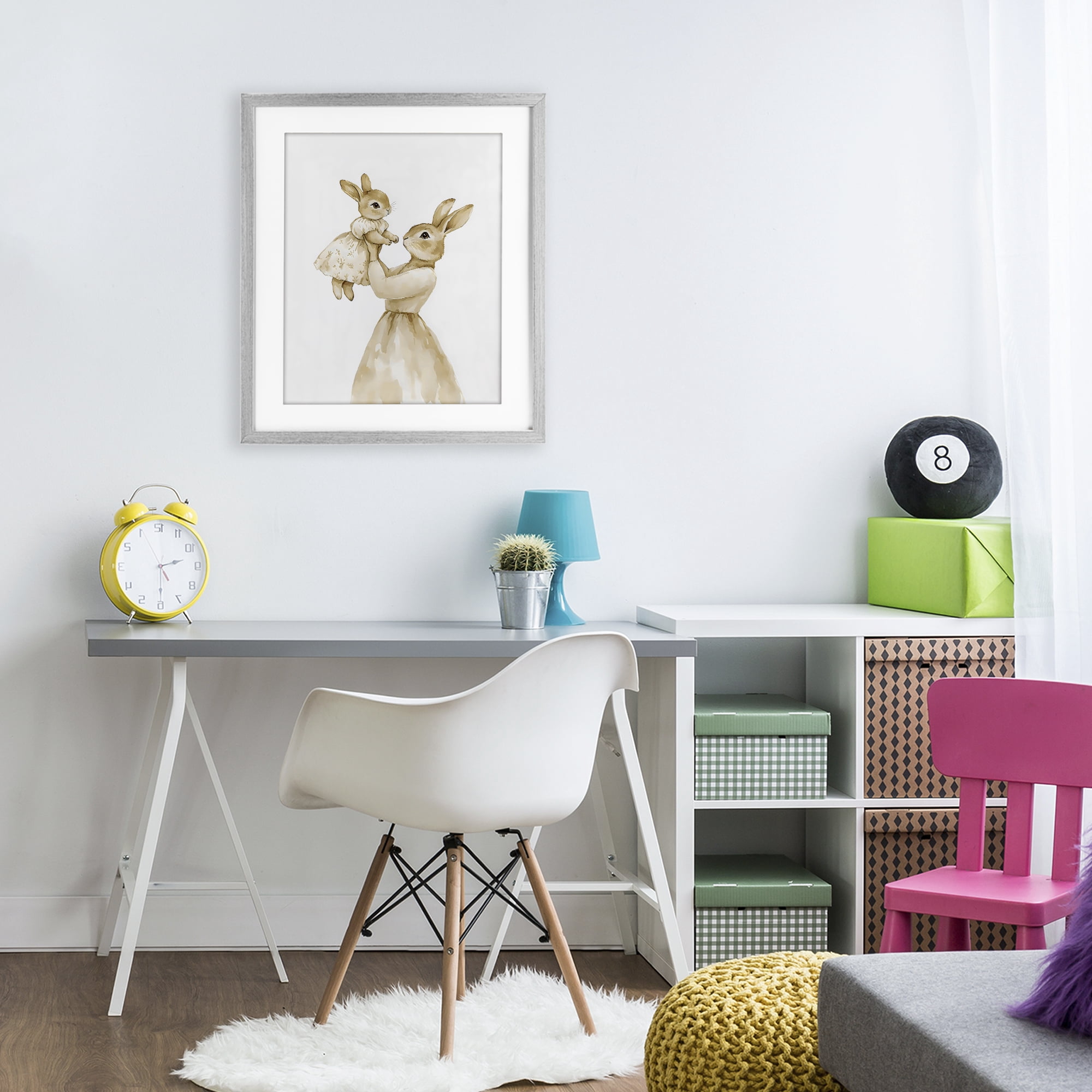Stupell Industries Tender Mama Rabbit Gray Framed Print Under Glass, design by Arlington Prints