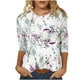 thumbnail image 2 of ICHUANYI Clearance Women's Fashion Printed Loose T-shirt 3/4 Sleeves Blouse Round Neck Casual Tops(Purple, XL) ICHUANYI WER2023080806864, 2 of 5