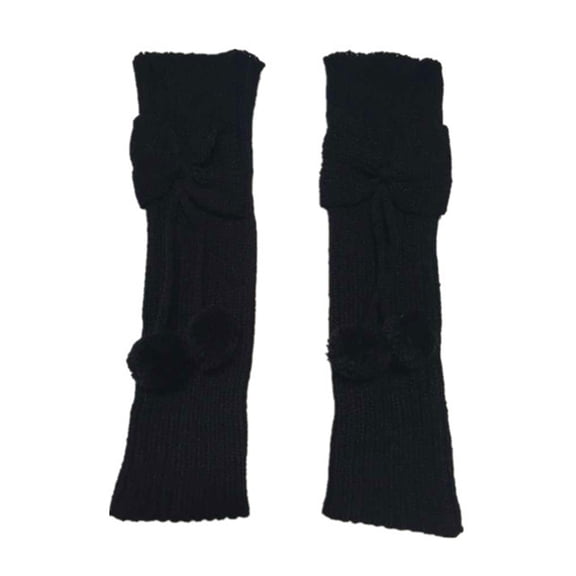 Women Leg Warmer, Fashion Cute Solid Color Bowknot Plush Ball Soft Knitted Winter Leg Warm Thigh High Long Boot Socks