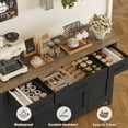 thumbnail image 6 of Hiphuta 55"Wide Buffet Cabinet with 2 Adjustable Shelves, Modern Farmhouse Coffee Bar with 3 Drawers and Sturdy Base for Living Room, Black, 6 of 7