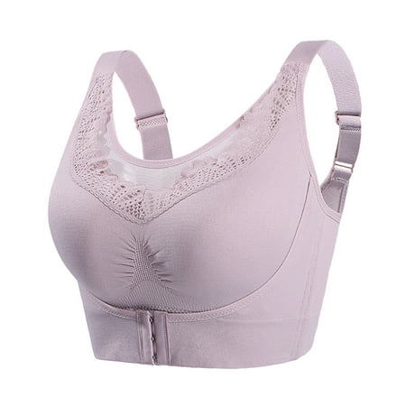 

HGWXX7 Plus Size Bra Women Large Size Plus Cup Front Button Adjustable Vest No Underwire Underwear Bra